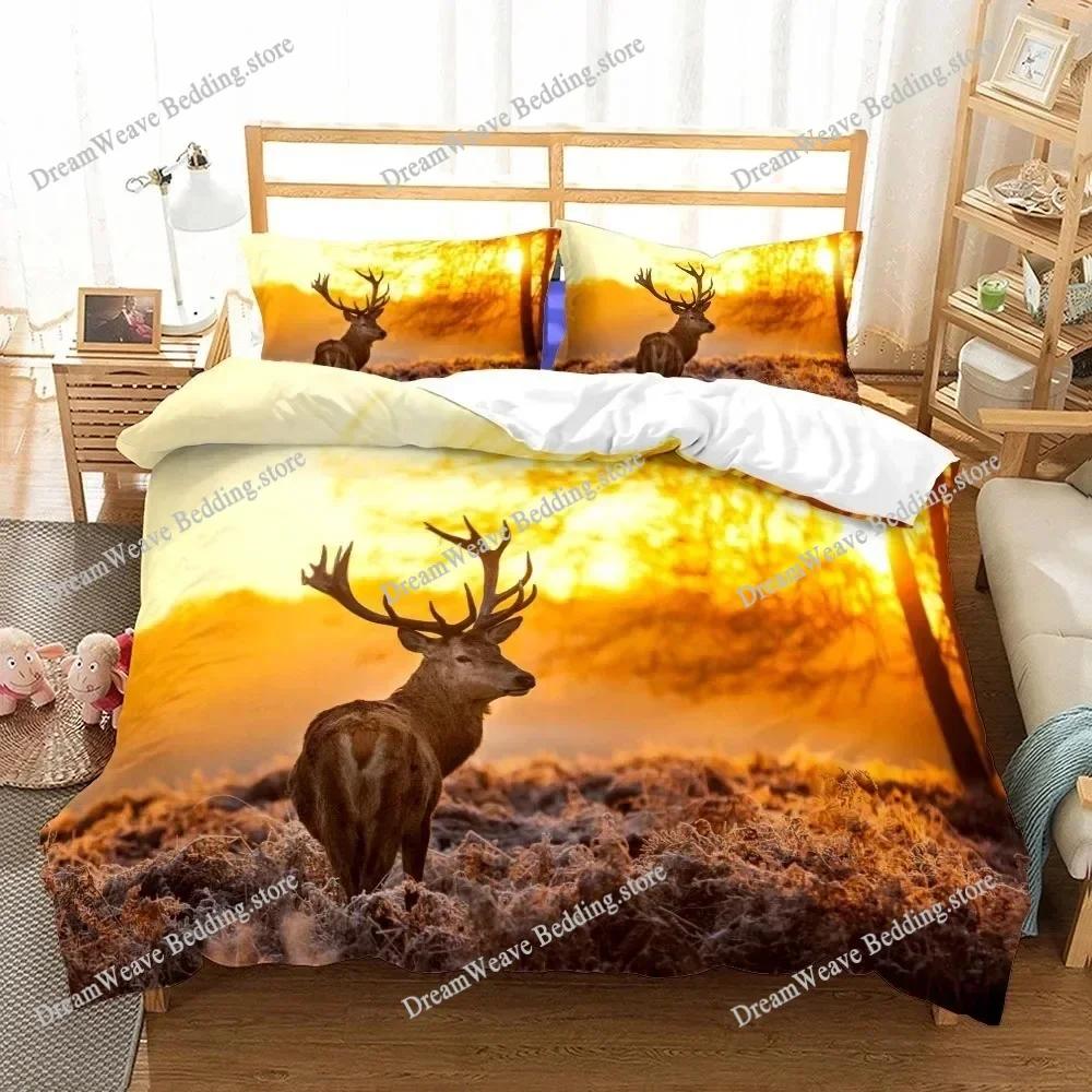 3D Print Reindeer Wild Bedding Set King Queen Twin Single Size Duvet Cover Pillow Cases Bed Linen Bedding Set Home Textileextile