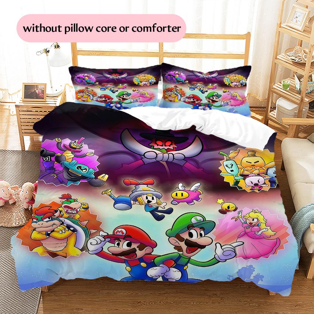 Super Mario Pattern Bedding Quilt Set  Home Decoration  Gift (1 * duvet cover + 2 * pillowcase  without core)