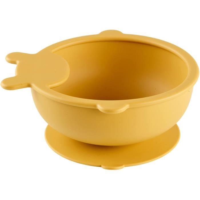 Pack Repas - THERMOBABY - Silicone - Jaune Miel - Assiette, bol, bavoir et cuillères