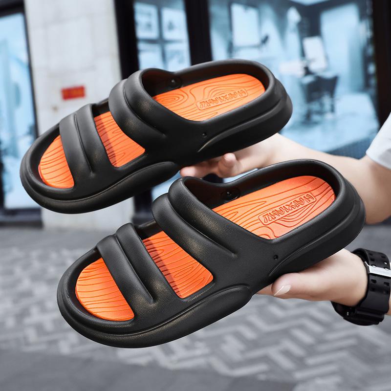 

EVA step on shit slippers 2024 summer new couple home outdoor slippers thick-soled one-pedal slippers 44/45