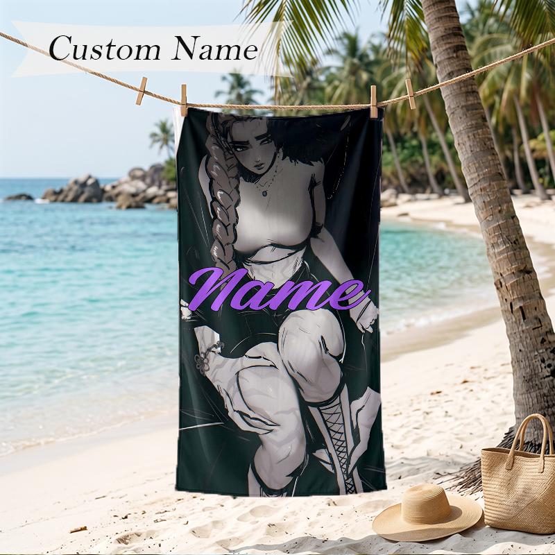 rumi Custom Name Printed Beach Towel Personalized Soft Towel For Swimming Beach Travel