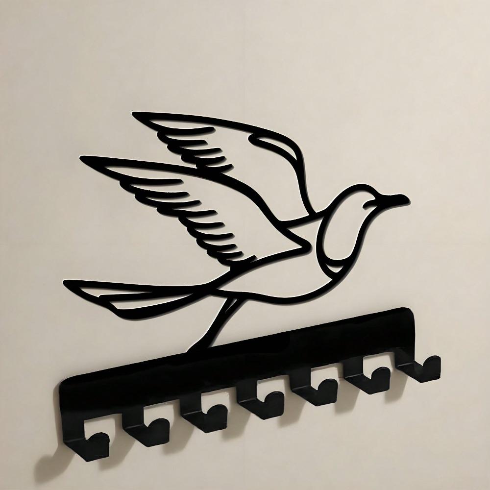 Bird Design Key Hanger 7 Hook Wall Mounted Organizer Rustproof Durable Home Decor