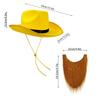 Cowboy Hat Yellow Trim Black Ribbon Band Western Hat Mustache Set Cowboy Cosplay Accessories For Men Halloween Role Play