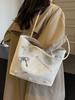 Pu Leather Large Capacity Women's Handbags Sweet Bow Pearl Decorati Ladies Shoulder Bag Portable Solid Color Female Tote Bag