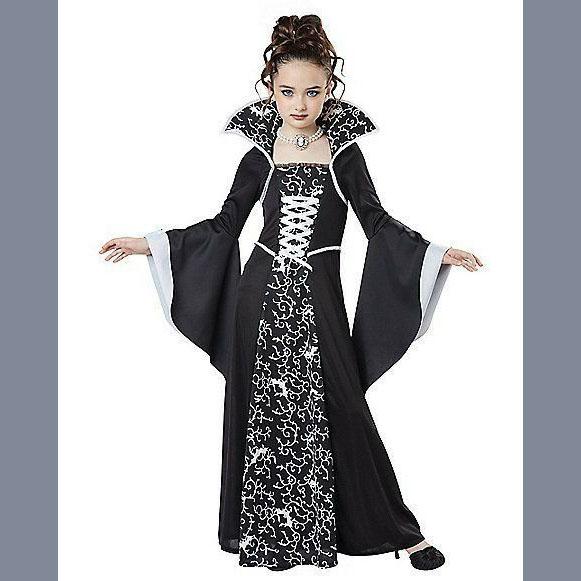 Halloweenský kostým pro děti Halloween Fantasy Upír Kostým Dívčí Dlouhé tutu šaty Dětské karnevalové oblečení Gotické péřové oblečení