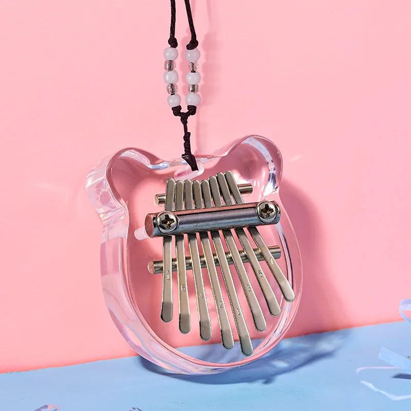 Hluru 8-Key Mini Kalimba - Transparent Crystal Acrylic Thumb Piano, Portable Acoustic Finger Piano Instrument