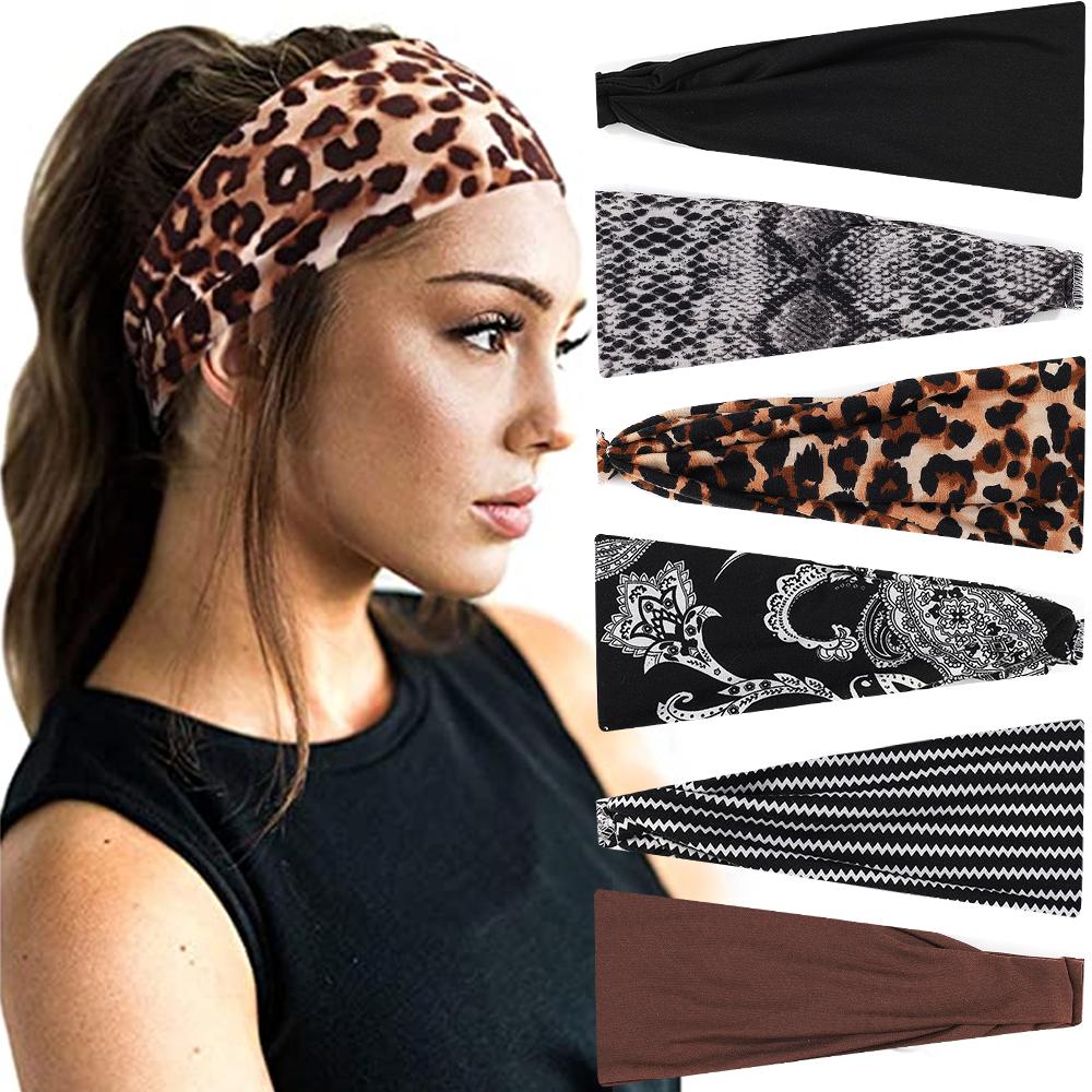 

Fashion Sports Fitness Headband Snake Leopard Pattern Solid Color Hairbands Women s Postpartum Leisure Home Headwear Scrunchies