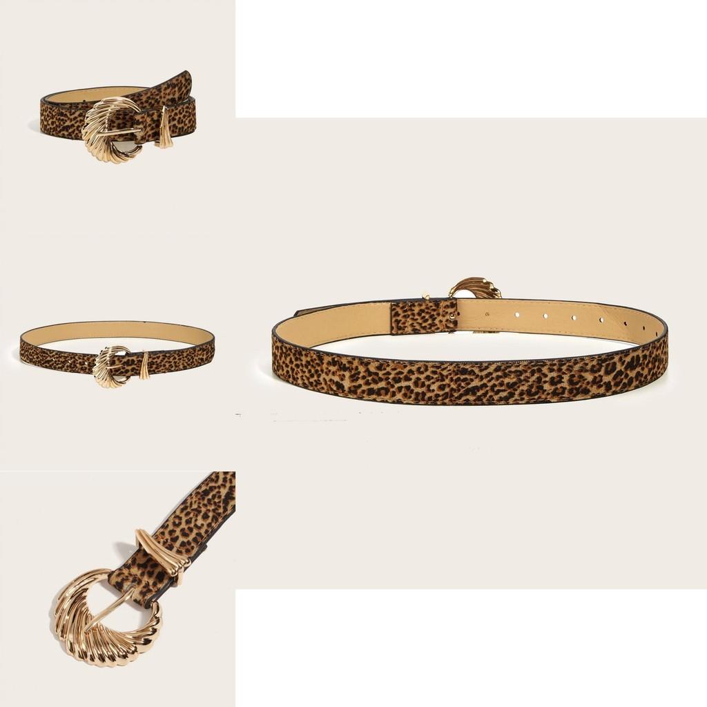 Tiger Print Womens Faux Leather Belt With Gold Alloy Buckle And Vintage Leopard Pattern For Fashion