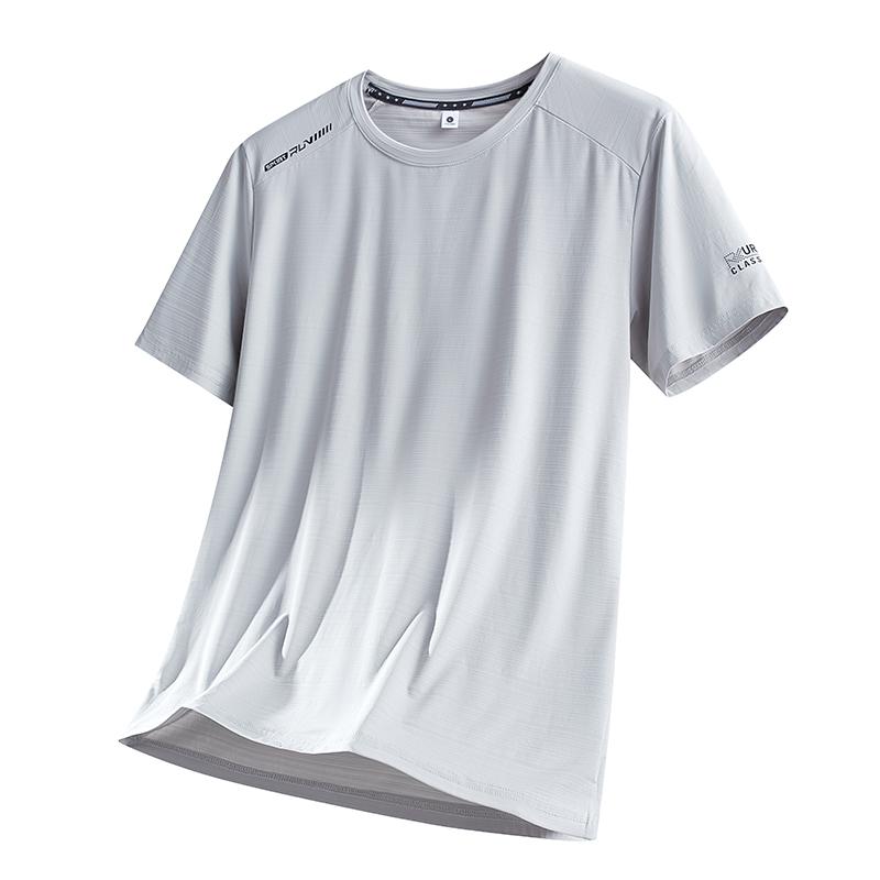 Ice Silk Short T-shirt Men s Fitness Ice Silk Half-sleeve Men s Breathable Mesh Loose Plus Fat Plus Size Sports Short-sleeved 2XL