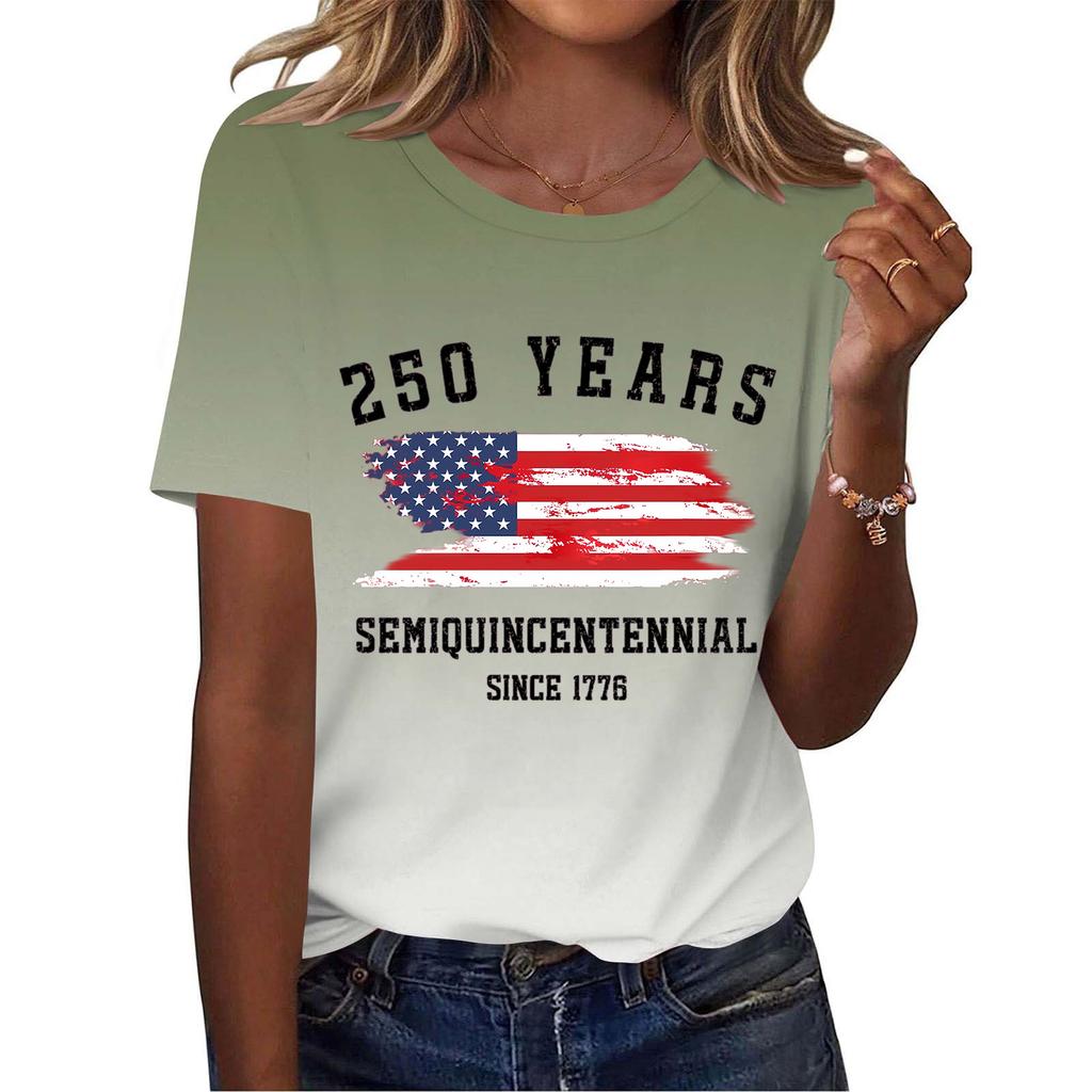 Women's Casual Short Sleeve Printed T-Shirt Crew Neck Lightweight Top for Everyday Wear Soft Fabric Comfortable Fit