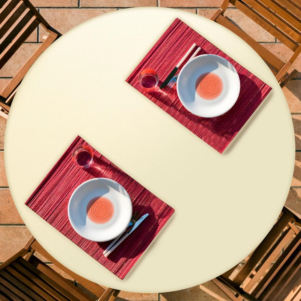 Round Tablecloth Waterproof Picnic Elastic Fitted Table Covers Resistant Washable Dining Table Protector for  Picnic Party