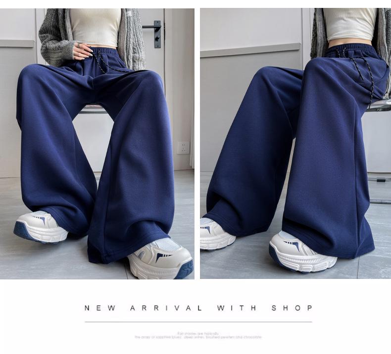 White High-Waist Wide-Leg Pants: Spring/Autumn 2025 - Slimming, Loose, Floor-Length Sweatpants for Women