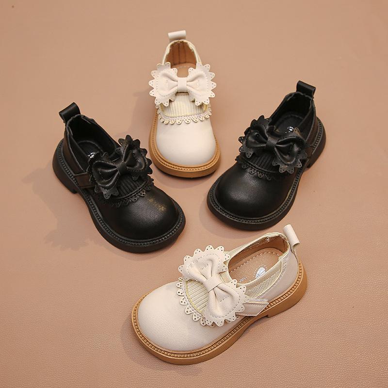 British Style Bowknot Girls Princess Leather Shoes Soft Sole Performance Flats