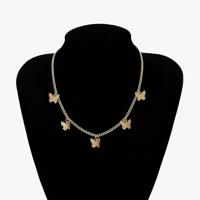 Fashionable Cute Multi-butterfly Pendant Necklace Flying Butterfly Pendant Ladies Temperament Clavicle Necklace Creative Jewelry
