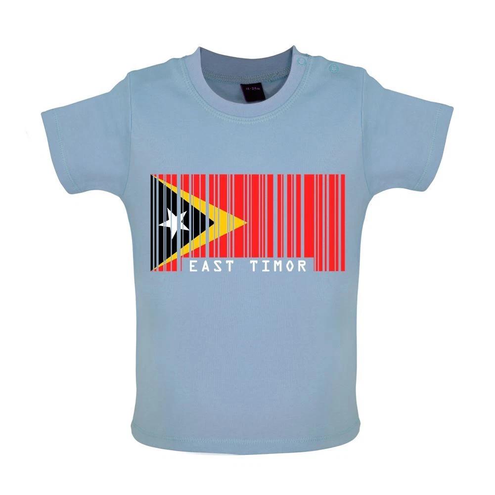 

East Timor Barcode Style Flag - Baby Kids Boys Girls Unisex T-Shirt / Babygrow - Timorese Asia Travel 160