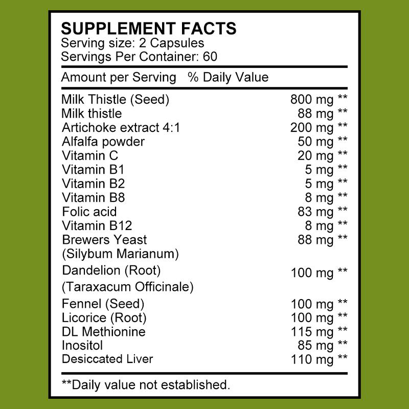 Liver Detoxification Soothing Capsules Milk Thistle and Dandelion Promote Lipid Reduction and Immune Enhancement 120 Capsules
