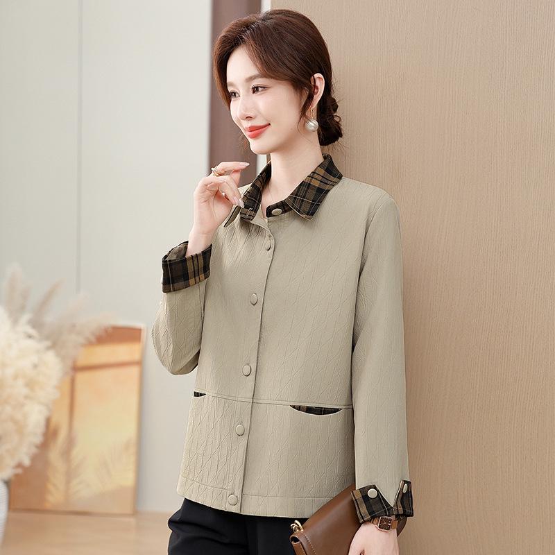 

Осінь 2025 Корейський стиль Клітчаста латка Короткий піджак для жінок 3XL (125-140 jin) брудно-білий