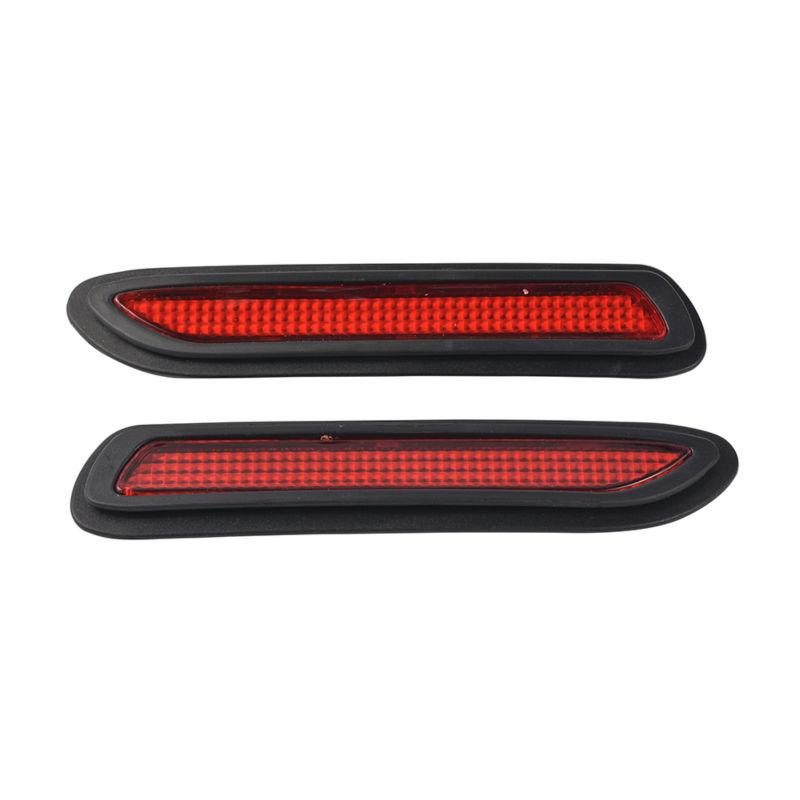 2Pcs Car Red Lens Led Rear Bumper Reflectors Brake Fog Warning Light Taillight