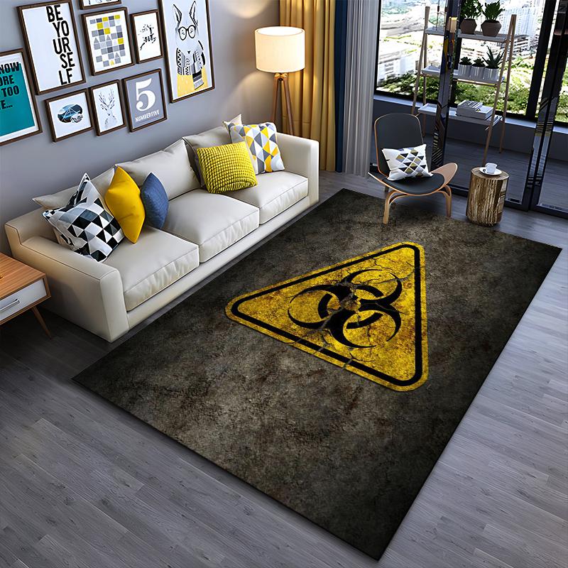 

Warning Sign Carpet with Biohazard Symbol Suitable for use as an anti-slip game mat for living room and bedroom sofas 40x60cm( 15x23in )