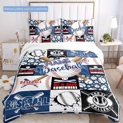 Baseball Customize Your Name Duvet Cover Soft Bedding Set For Bedroom Guest Room And Dorm Decoration Threepiece Set Includes 1 Duvet Cover 2