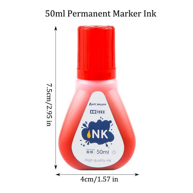 

1box 50ml Permanent Marker Ink,Oily Quick-Drying Waterproof And Non-Fading,Non-Erasable Marker Ink Refill,Red Blue Black