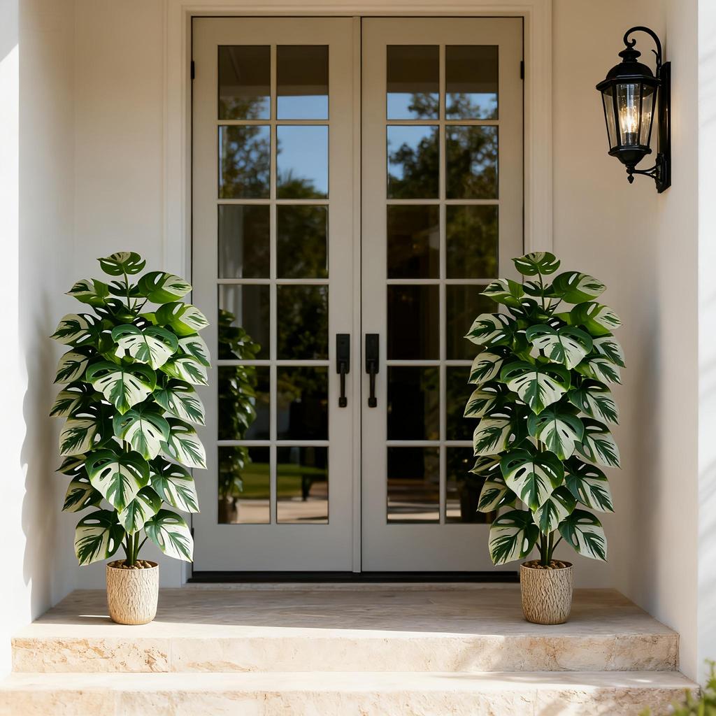 Una Planta Grande Artificial de Hierro Malayo de 47.24 Pulgadas de Alto con 24 Hojas Realistas Hechas de Plástico Duradero Adecuada Para Decoración Interior/exterior