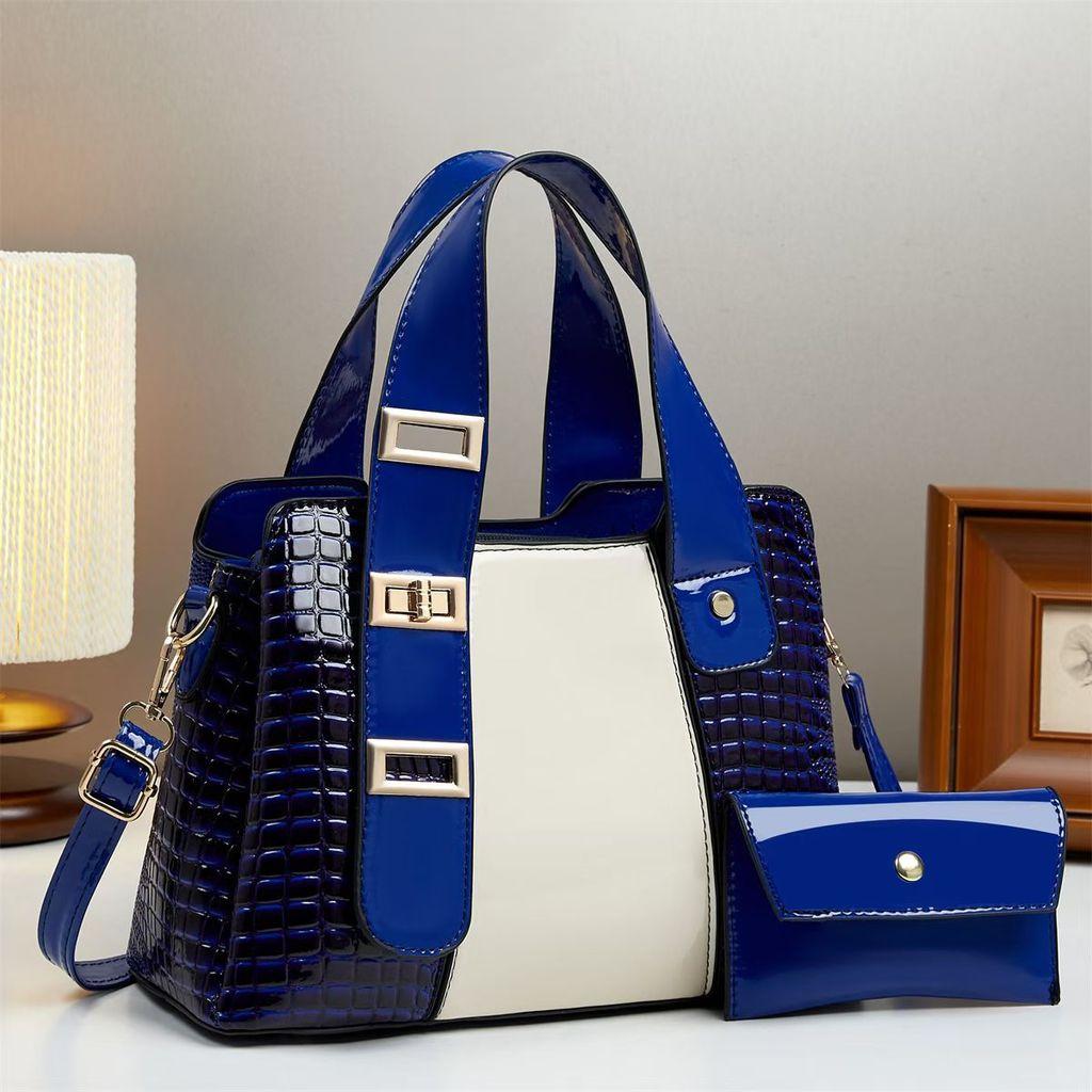 Borsa a Tote Multiscomparto Highstyle con PU Color Block per Donne Casual Urbane