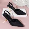 Womens Sandals Fashion Pointed Toe Brand Designer Slingback Shoes Shallow Slip-on Elegant Solid Color Party High Heels for Women