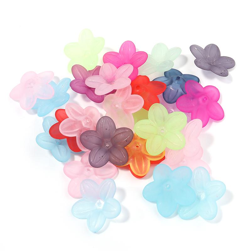 50-100 Stück AB-Farbe Acrylperlen Blume Abstandshalter Endkappen Charmanhänger Perlen Für Schmuckherstellung Lose Perlen DIY Armbänder Großhandel
