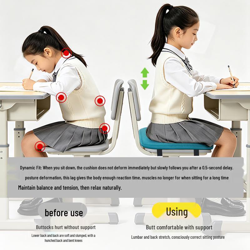 Memory Foam Classroom Chair Cushion Set for Primary Students - Soft, Engraved, Perfect for Long Sitting