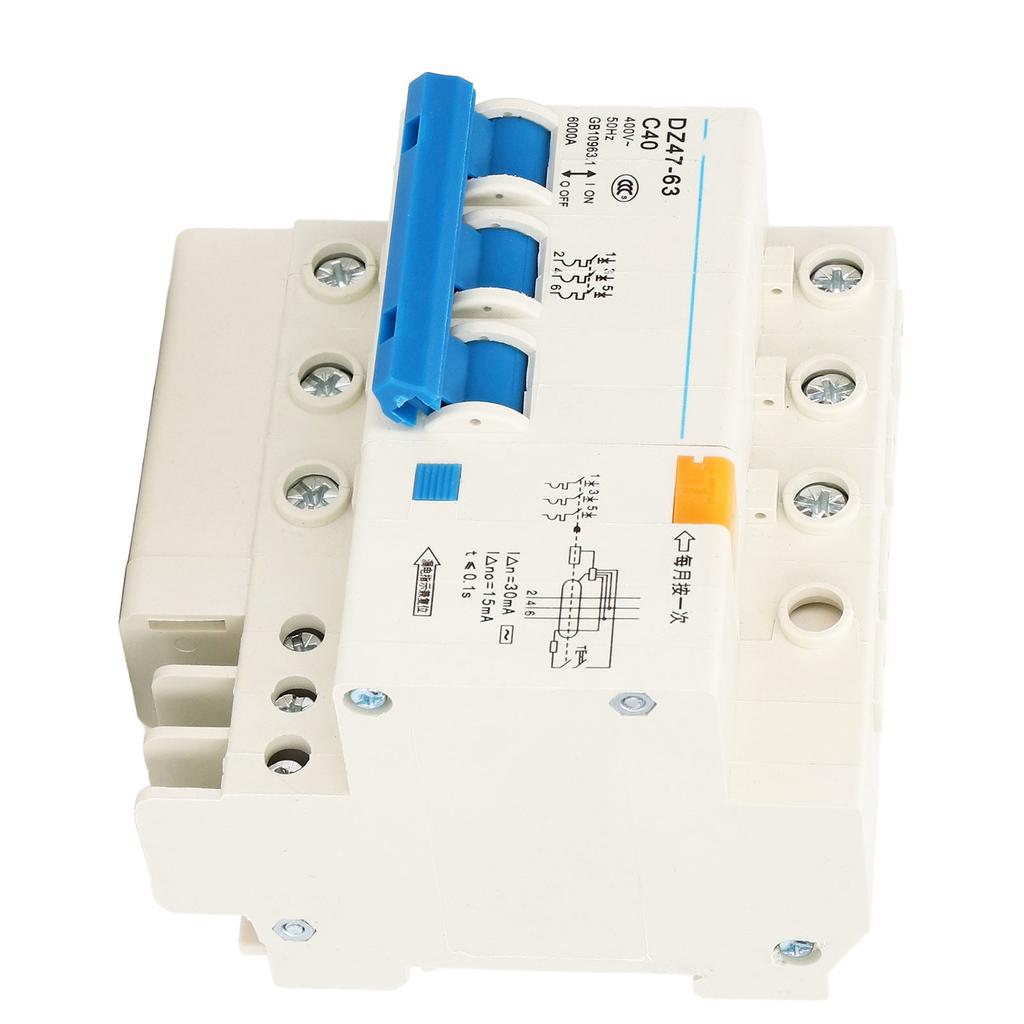 Miniature Circuit Breaker 3P 40A Breaking Capacity 6000A DIN Rail Mount for Circuit Protection 400V