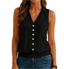 Women’s Sleeveless Button Front Collared Loose Fit Shirt Top with Classic Lapel Design for Casual and Office Wear