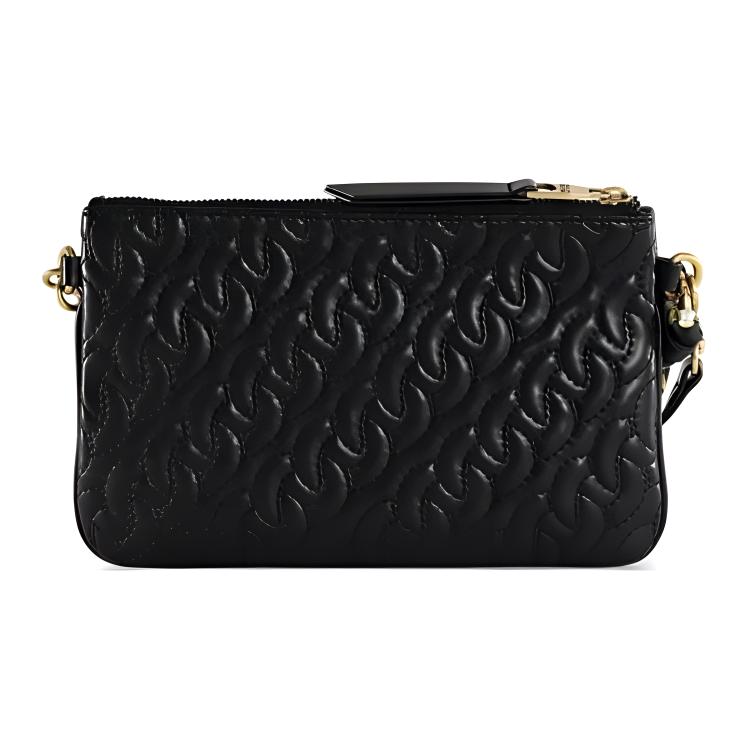 Versace Jeans Couture Chain Fashion Print Zipper Closure Leather Handheld Crossbody Shoulder Bag Women bags Black Yellow 75VA4BAX-ZS803-899