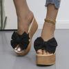 Fashion 2025 Women Slippers Fashion Pee Toe Summer Footwear Luxury Butterfly-knot High Heels Slides Platform Wedges Ladies Shoes Round