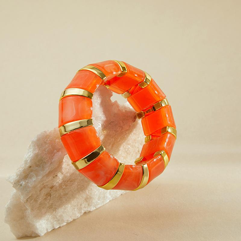 Bohemian Acrylic Elasticity Bracelet Exaggerate Women Simple Geometric Cuff Jewelry  Accessories