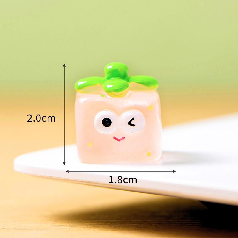 Glow-in-the-dark Fruit Ice Cube Cartoon Cute Luminous Emoticon Square Resin Decorative Desktop Hairpin Accessories