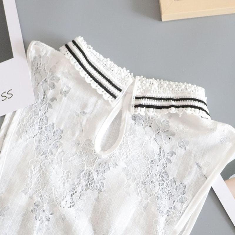 Lace Fake Collar Shirt Women Detachable Collar Half Shirt Women False Collar Tie White Lapel Faux Col Women Clothes Accessories