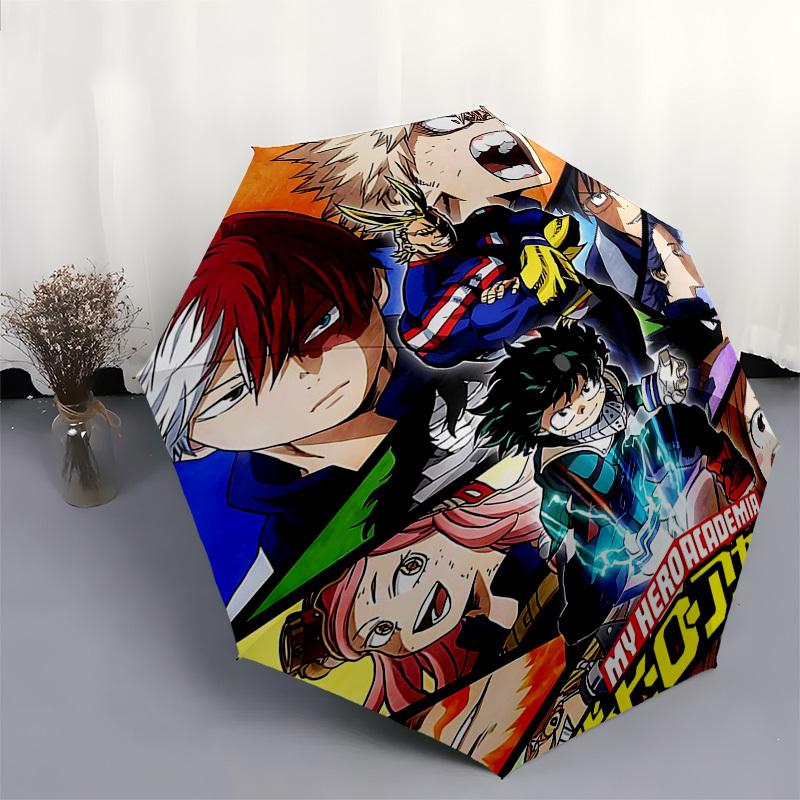 1pc My Hero Academia Automatic Folding Umbrella, Portable 3-Fold Design, 8-Bone Iron Frame Outdoor Umbrella, Ideal Gift for Fans, Travelers, Everyday