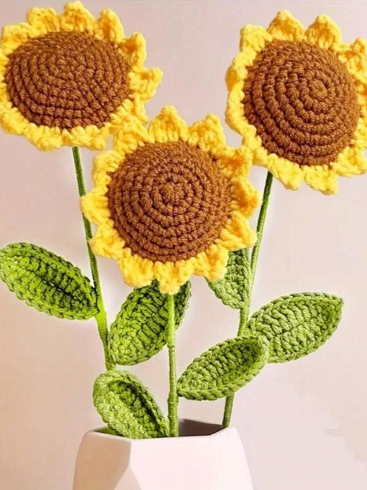 1pc Hand Woven Sunflowers, Artificial Flowers, Handmade Flowers, Home Decor, Party Layout