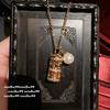 Ancient Gold Chiseled Proverbs Tube Diamond Bracelet, New Chinese Style, Fulu Baby Buddha Retro Crystal Necklace, Set