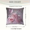 1Pc Pink Floral Crown Butterfly Pillow Cover, Polyester 2D Double Sided Print Cushion Case, Initial Letter A Throw Pillowcase, C
