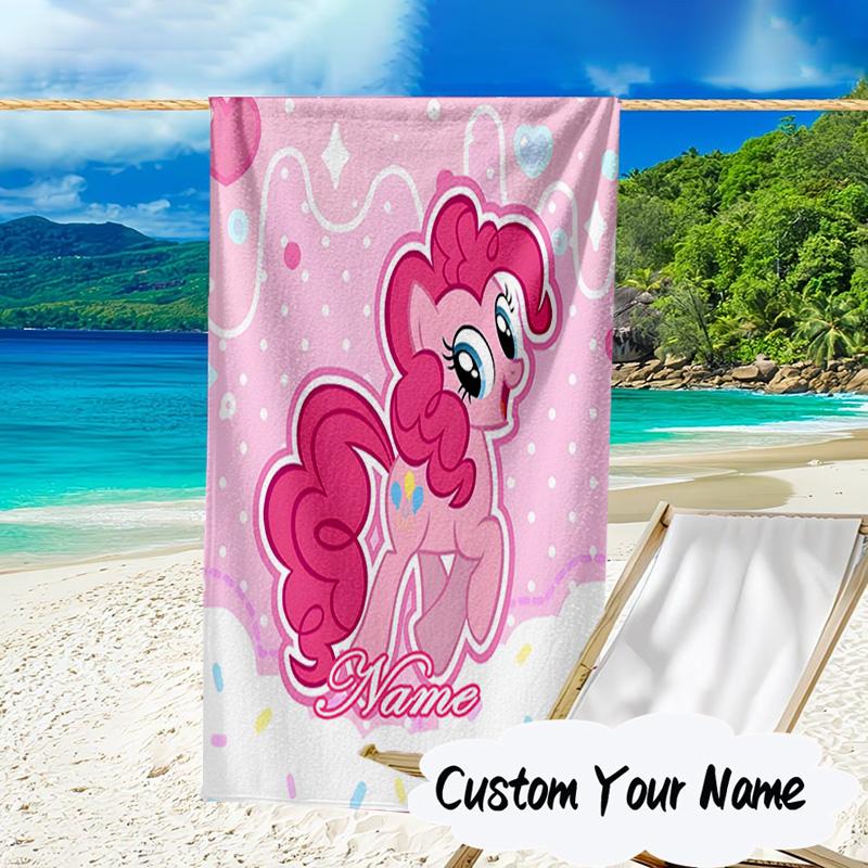 Custom Name Unicorn Sweet Heart Microfiber Beach Towel Super Soft & Absorbent for Bath, Beach, Travel Bath Time Accessory, Fan Gifts