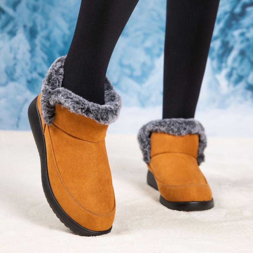 New Winter Snow Boots with Solid Color, Simple Design, and Plush Insulation. Low Cut, Versatile, Waterproof, and Thick Cotton Boots
