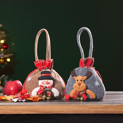 Decoração de natal pequeno presente macio saco de presente de pelúcia véspera de natal caixa de embalagem de maçã sacola de doces jar saco de maçã