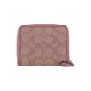 Coach Zip Around 11 Classic Letter Print Zipper Pebbled Leather Coin Purse Card Holder Wallet Women's Pink