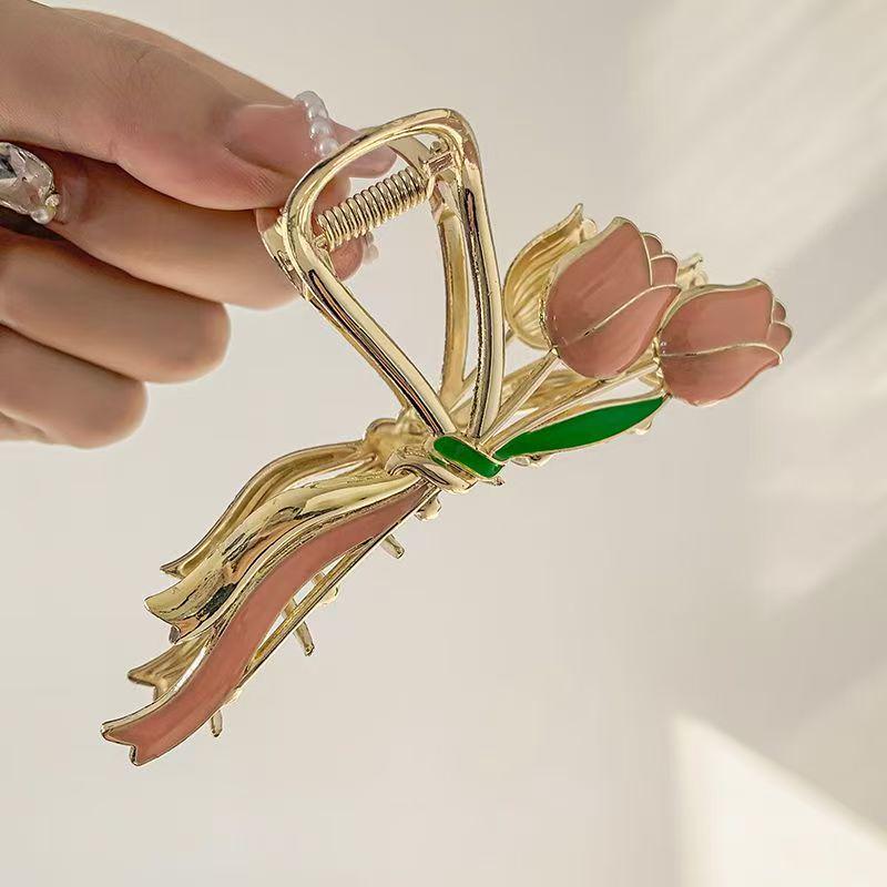 Golden Wheat Ear Metal Hair Clip - Elegant Bun Hairstyle Accessory and Gift