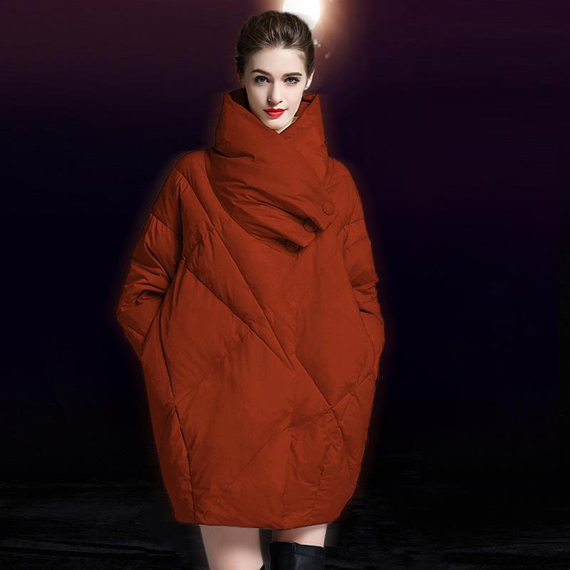 Winter new European and American loose large size thickened warm silhouette down jacket women's medium and long white duck down jacket