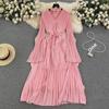 Women's French Retro Chiffon Dress - Summer Long Sleeve Fairy Chic Pleated Design