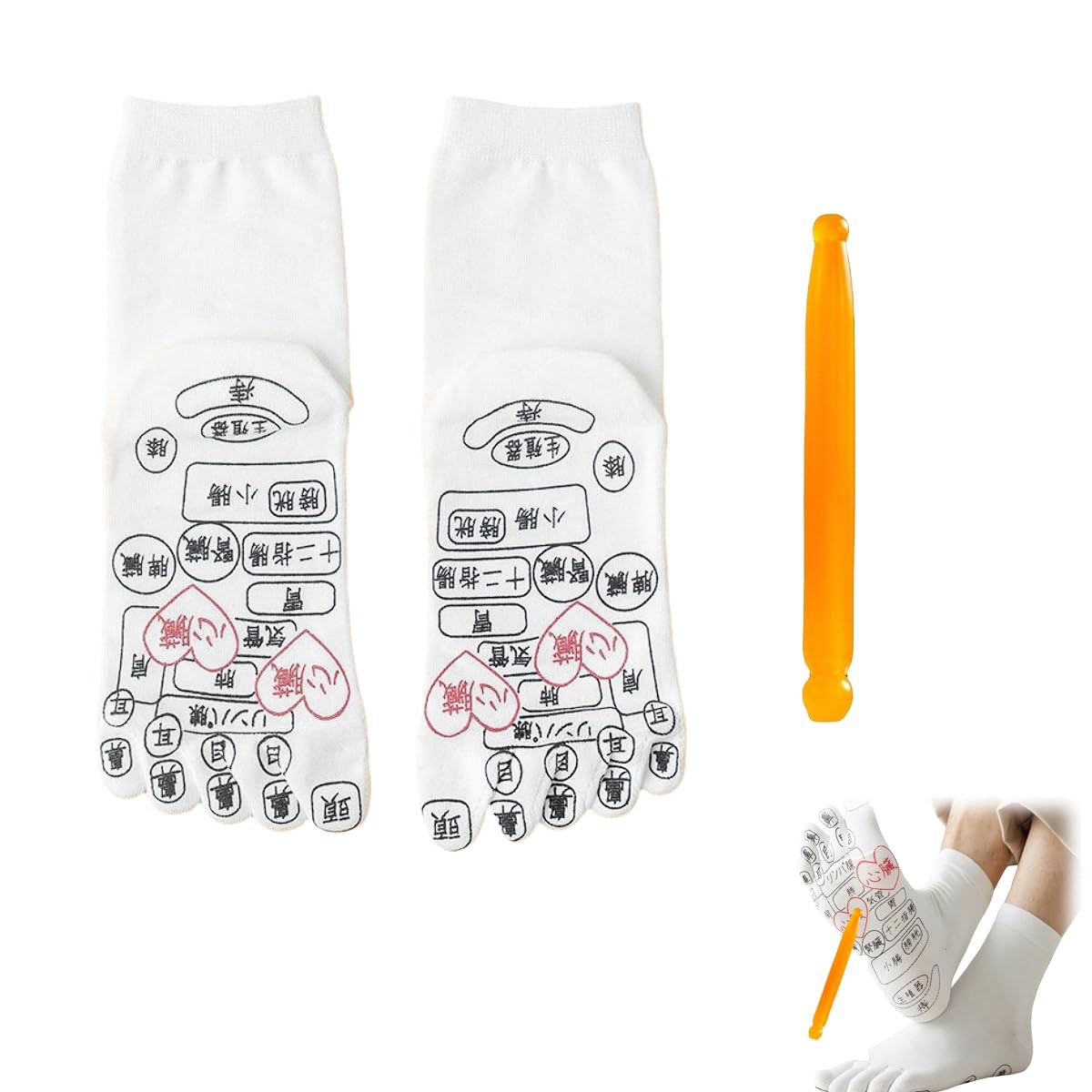 

Носки для рефлексологии стоп RuiChy дышащие и с рефлексологией унисекс с пятью пальцами женские носки, палочки, мягкие, палочки, белый