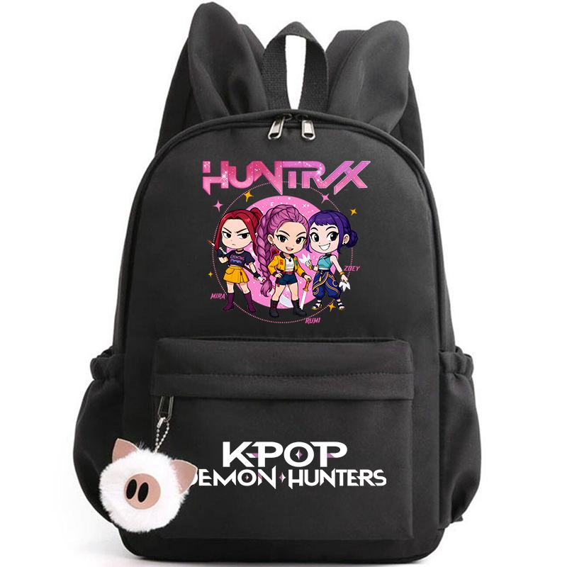 KPop Dämonenjäger Rucksack für Mädchen Jungen Kinder Rucksack Freizeit Schultaschen Reise Hasenohren Rucksäcke Mochila Geschenktüten